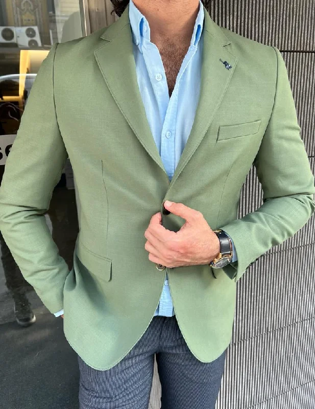 Tampa Green Slim Fit Wool Blazer - Elevate Your Wardrobe Dapper Men's 1920S