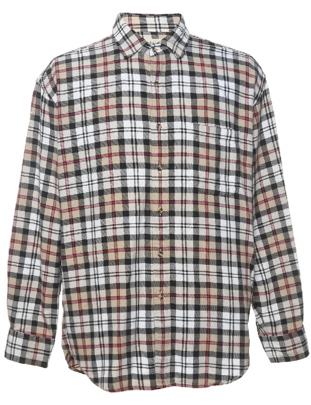 St John's Bay Nova Check Flannel Shirt - L Masculine Men's 