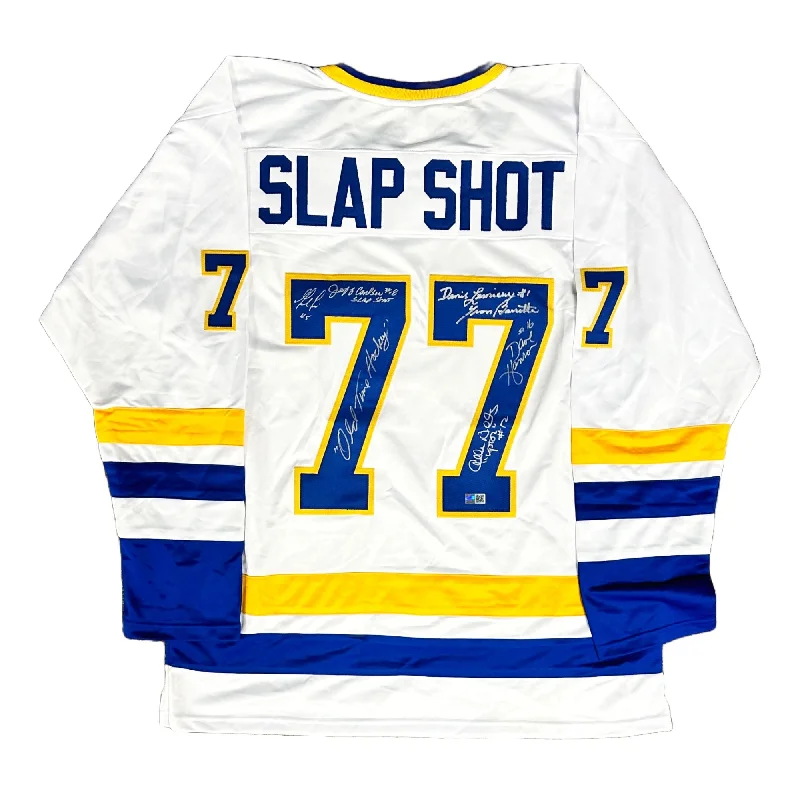 Slap Shot Multi Signed White Chiefs Jersey Stylish Men's Tropical 