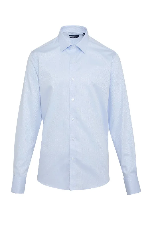 Comfort Fit French Cuff Cotton Light Blue Dress Shirt Cool Men's Distressed