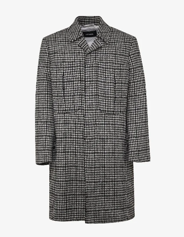 Raf Simons Houndstooth Check Wool Coat Unique Men's Patch