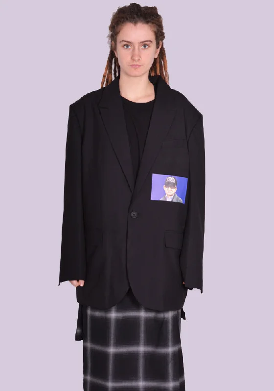 YUIKI SHIMOJI PATCHED BLAZER BLACK JOHNNY Monochromatic All