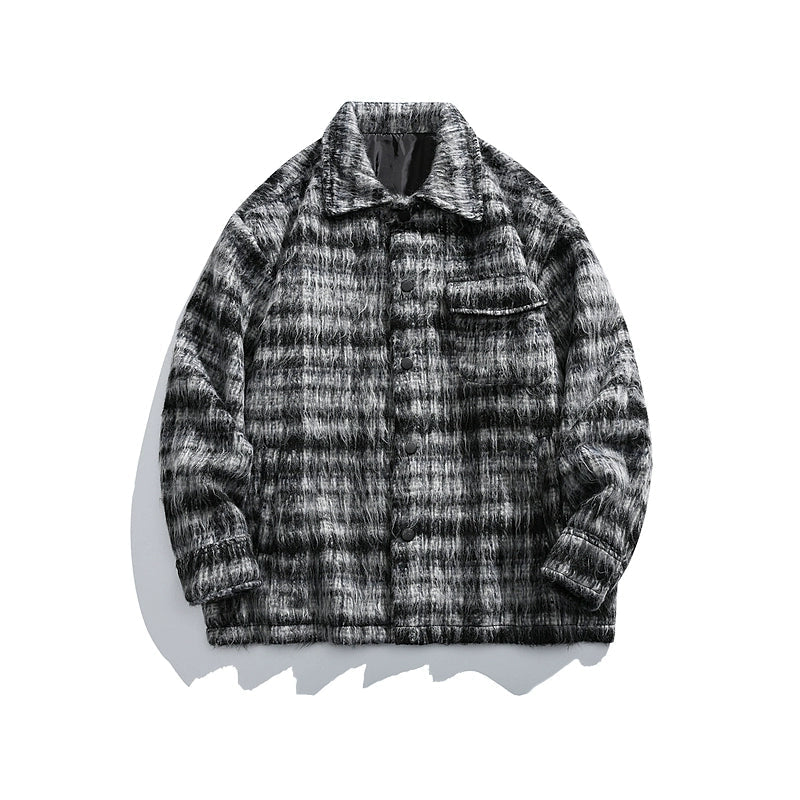 Plaid Woolen Casual Coat Bold Men's Animal