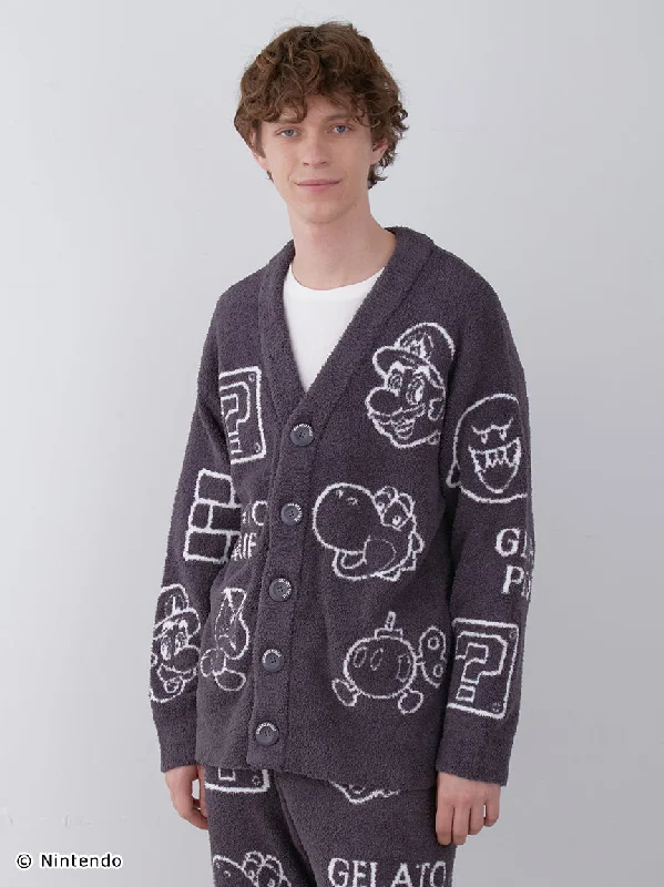 SUPER MARIO™️ MENS Baby Moco Character Patterned Jacquard Cardigan Elegant Men's Cashmere