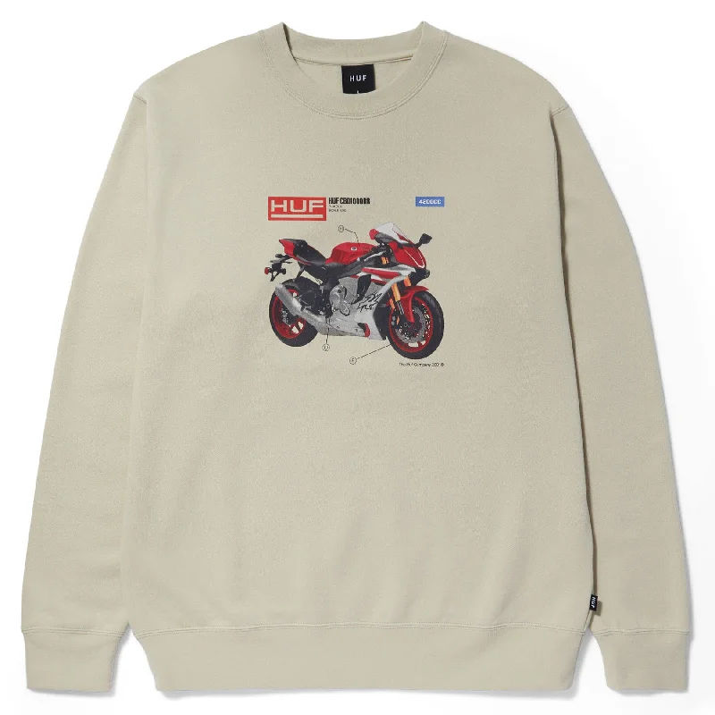 Huf 420 CC Crewneck Sweatshirt Stone British Gentleman Style