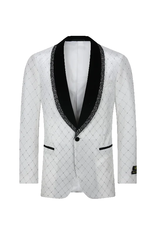 Diamond White Tuxedo Blazer Artistic Men's Avant