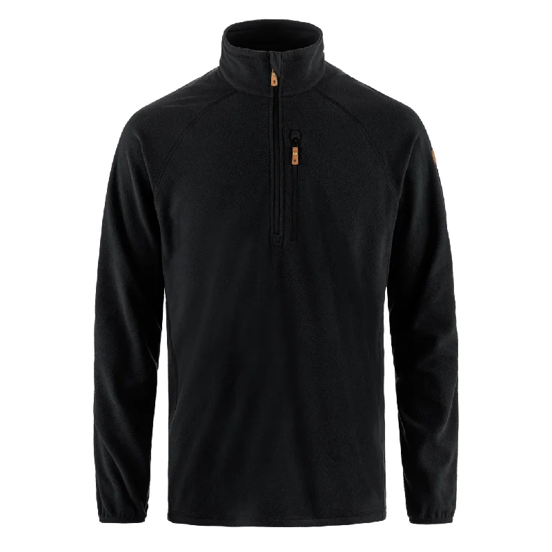 Fjallraven Ovik Lite Fleece Half Zip Black Monochromatic Office Style