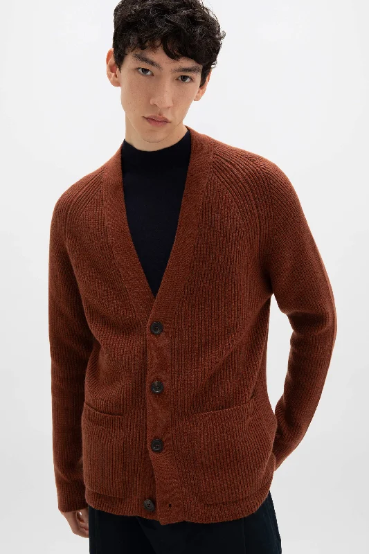 Relaxed Ribbed Cashmere Cardigan Sharp Men's Italian