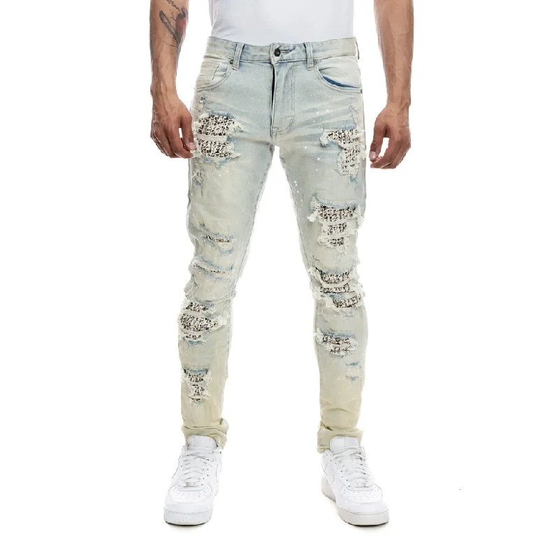 Slim Tapered Doodling Jeans - Ombre Blue Athletic Men's High