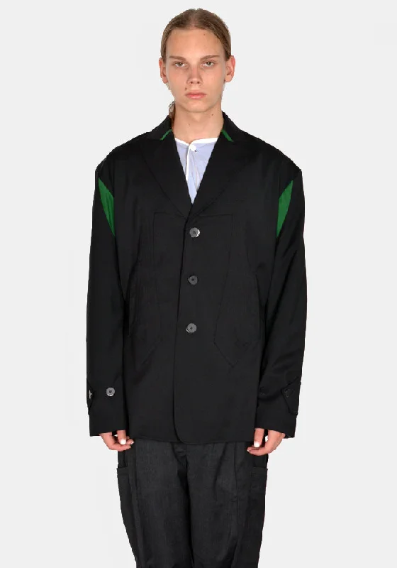 KIKO KOSTADINOV MEN KKAW23J01-25 SOLON BLAZER JET BLACK/HUNTER GREEN Elegant Men's Formal 