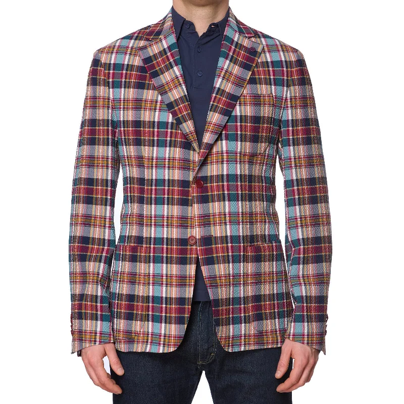 SARTORIA PARTENOPEA Madras Seersucker Summer Jacket NEW Current Model Organic