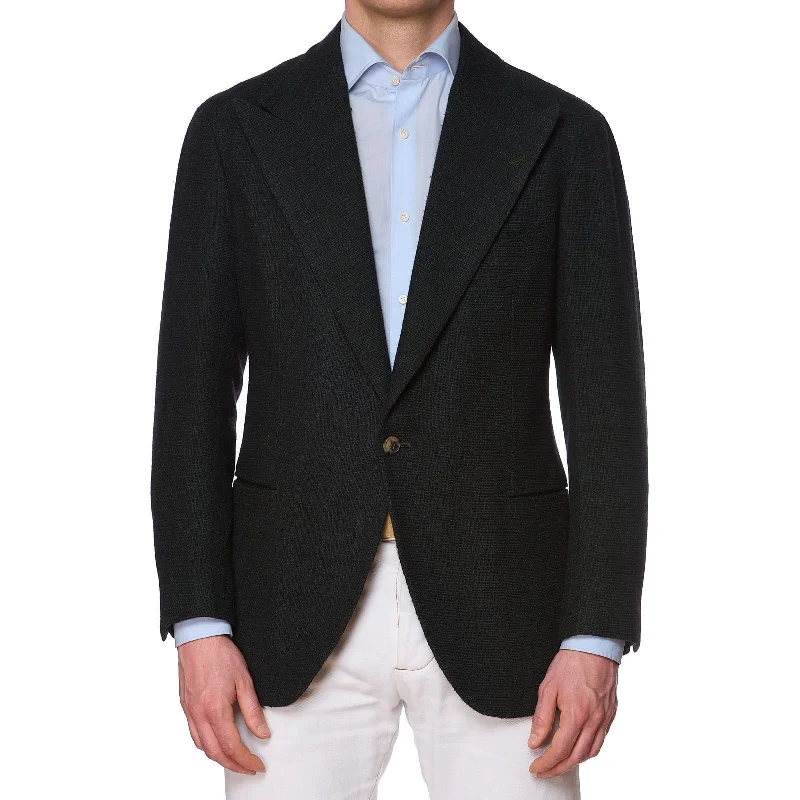 Sartoria CHIAIA Bespoke Handmade Dark Gray Wool Jacket US 42 44 Beach