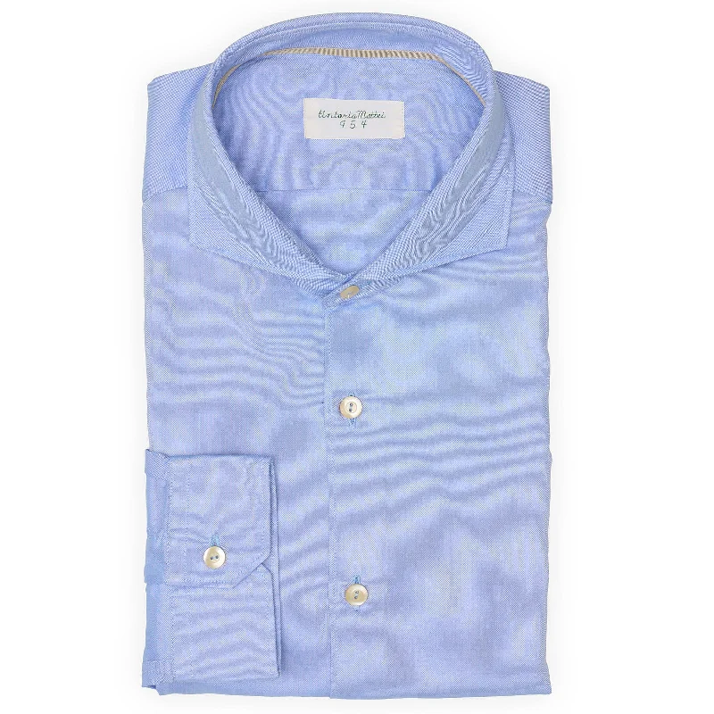 TINTORIA MATTEI 954 Blue Oxford Cotton Dress Shirt EU 43 NEW US 17 Bold Men's Statement