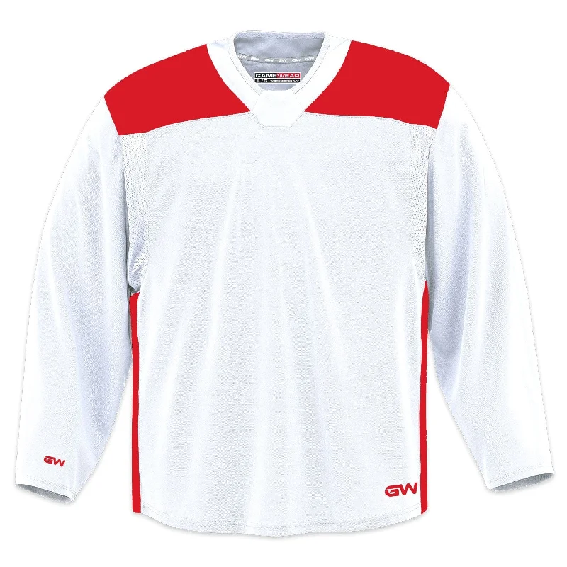 GameWear GW6500 ProLite Series Senior Hockey Practice Jersey - White / Red Sporty Men's Athleisure 