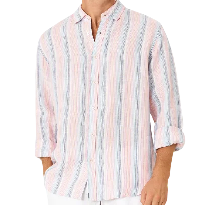 The Barletta Linen Shirt - Stripe - Multi Confident Men's High