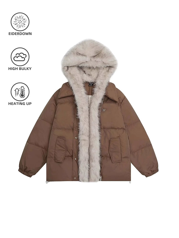 Detachable Fur Hood Down Jacket Elegant Men's Cashmere