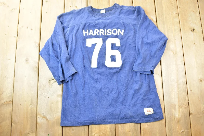 Vintage 1970's Champion Blue Bar Football Jersey Harrison 76 Lumberjack