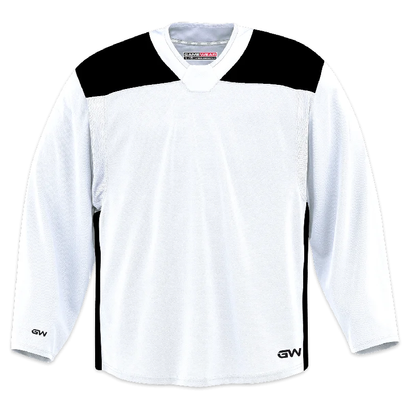 GameWear GW6500 ProLite Series Junior Hockey Practice Jersey - White / Black Refined Men's Velvet