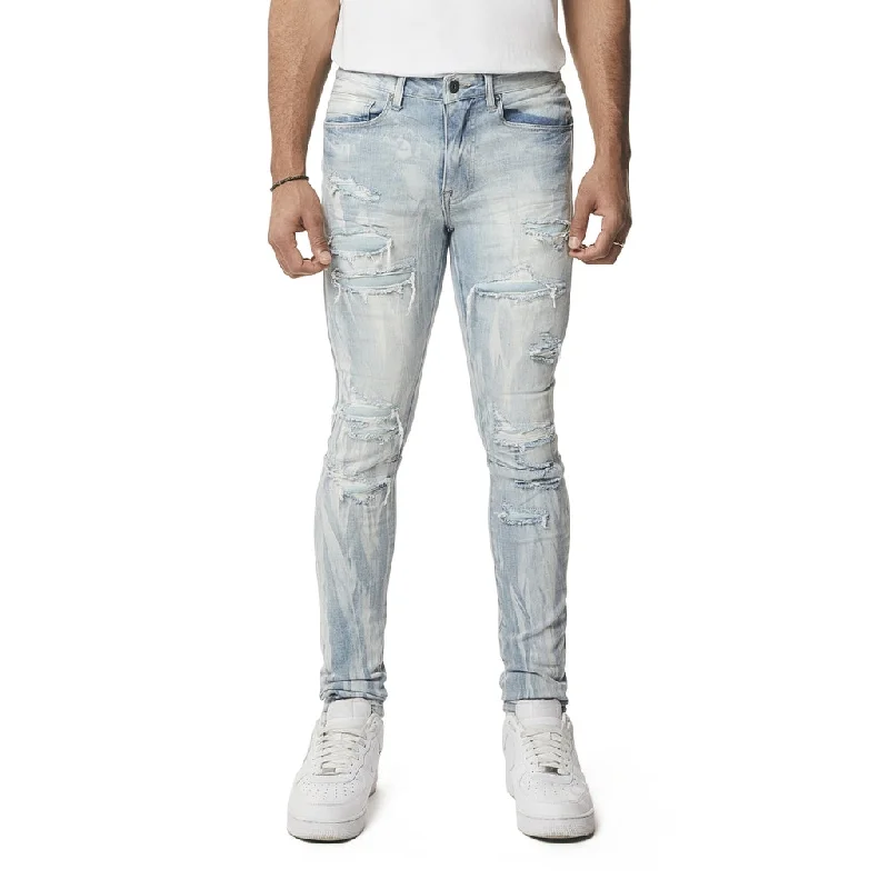 Super Skinny Vertical Lightning Jeans - Montauk Blue Sophisticated Men's 