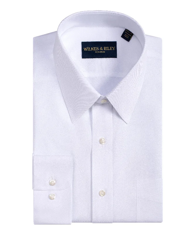 Classic Fit White Point Collar Supima® Cotton Non-Iron Pinpoint Oxford Dress Shirt Business