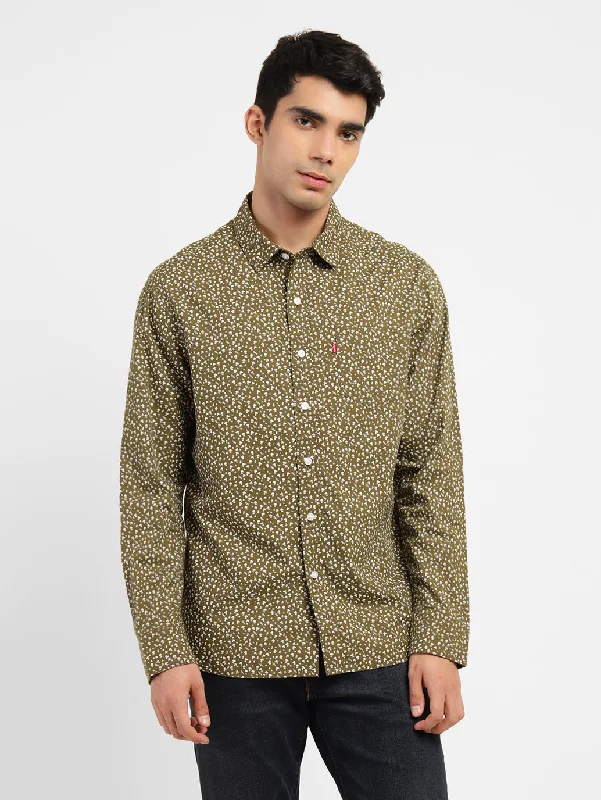 Men's Printed Spread Collar Shirt Practical Men's Multi