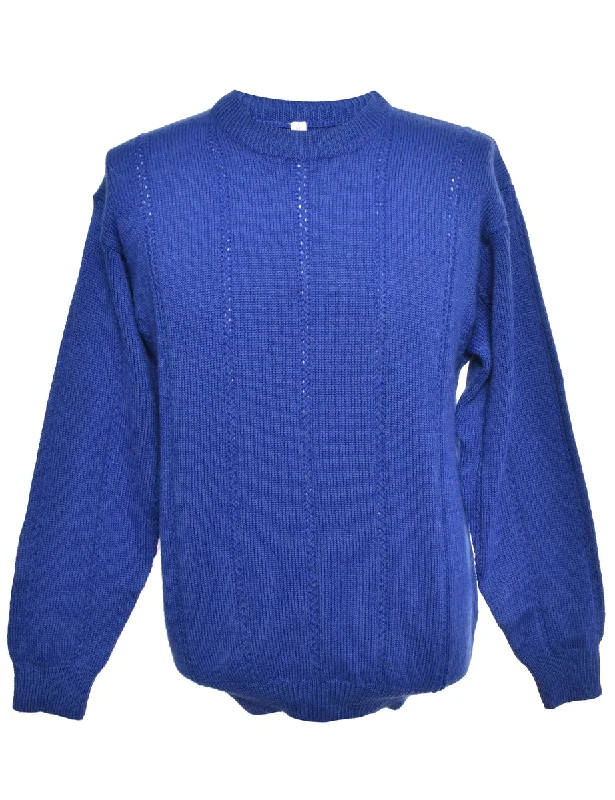 Blue Long Sleeved Jumper - M Relaxed Men's Australian 