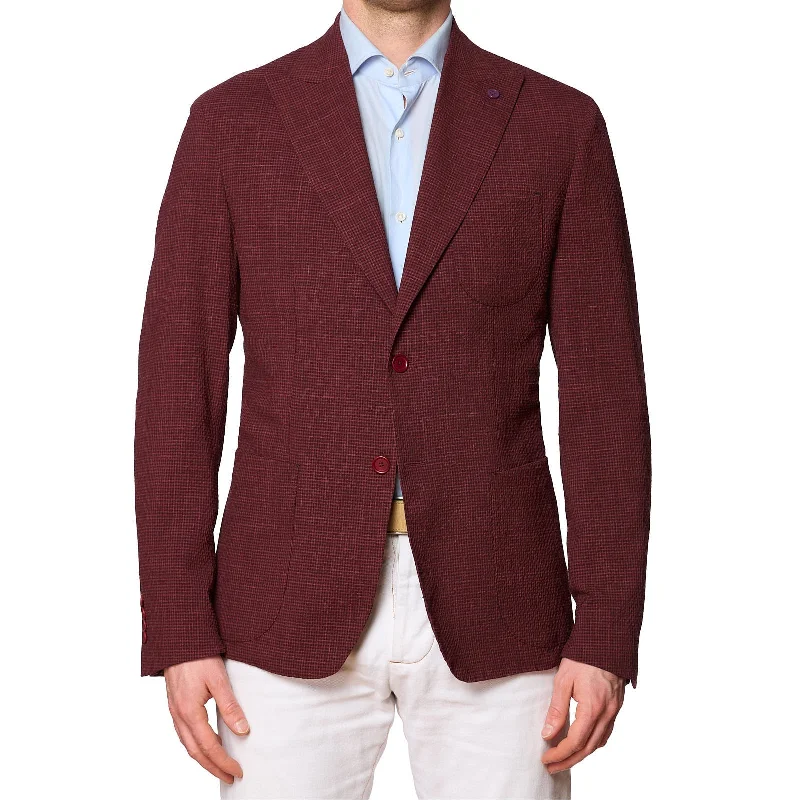 SARTORIA PARTENOPEA Red Wool-Silk-Linen Peak Lapel Jacket NEW Current Model British Gentleman Style