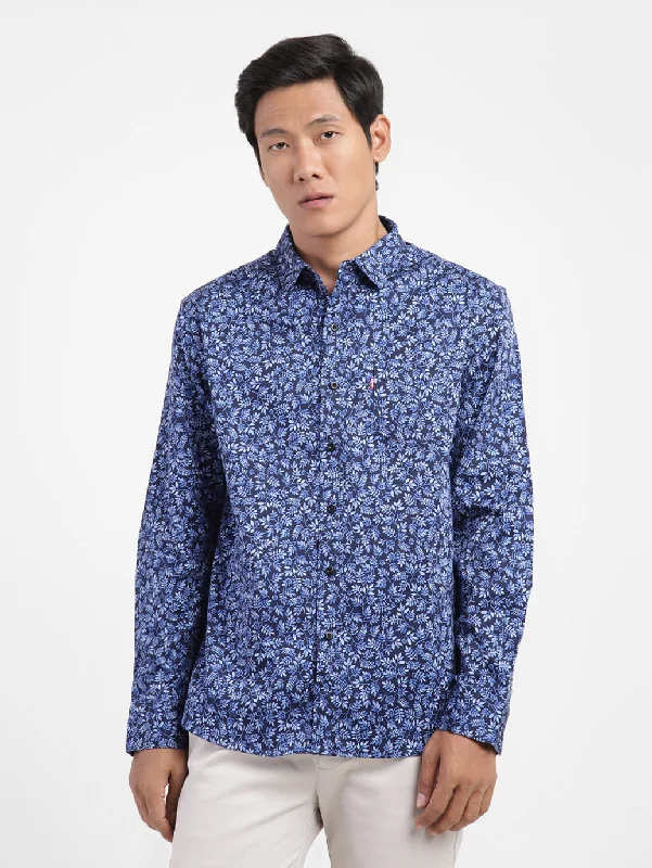 Men's All Over Print Spread Collar Shirt Elegant Men's Cashmere