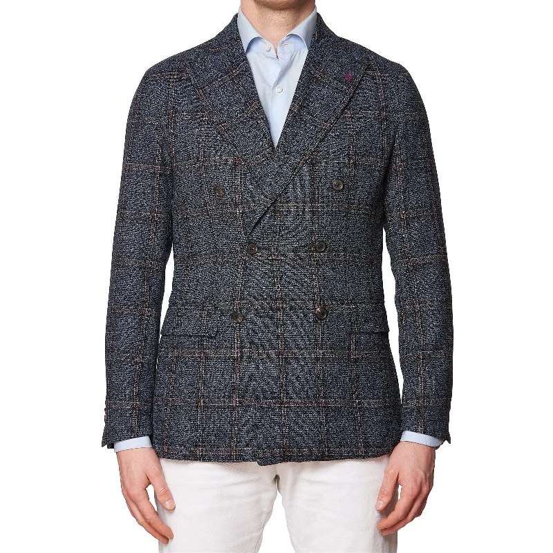 SARTORIA PARTENOPEA Blue Plaid Wool Unlined DB Jacket EU 48 NEW US 38 Current Model Relaxed Men's Australian 