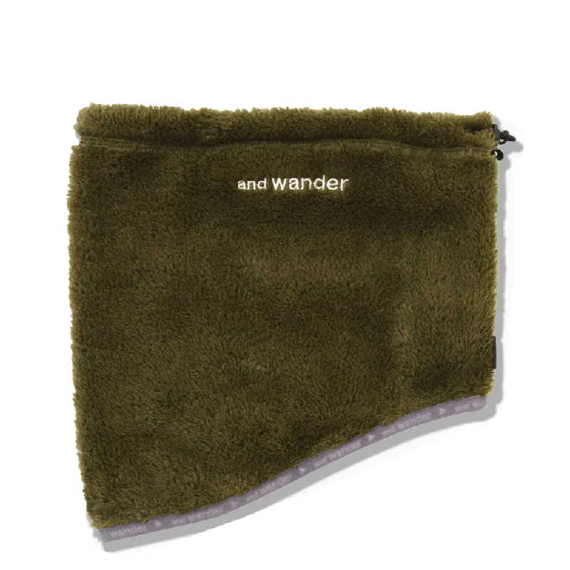 And Wander High Loft Fleece Neck Warmer Khaki Cozy Men's Sherpa